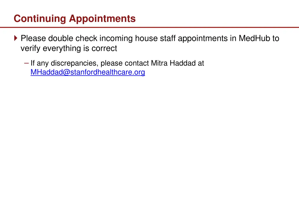 continuing appointments