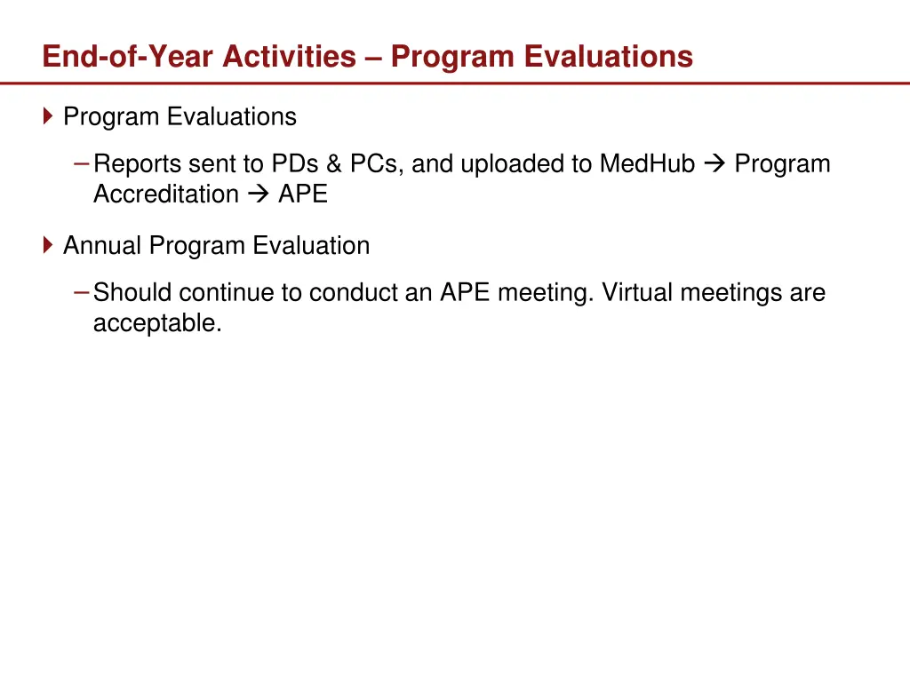 end of year activities program evaluations