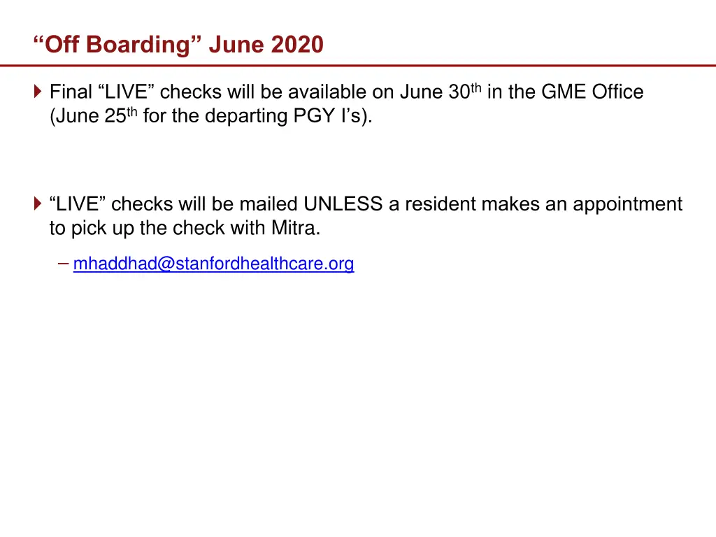 off boarding june 2020