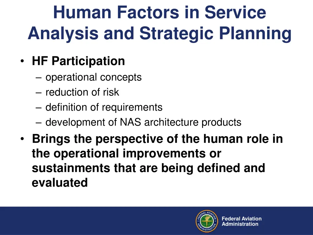 human factors in service analysis and strategic