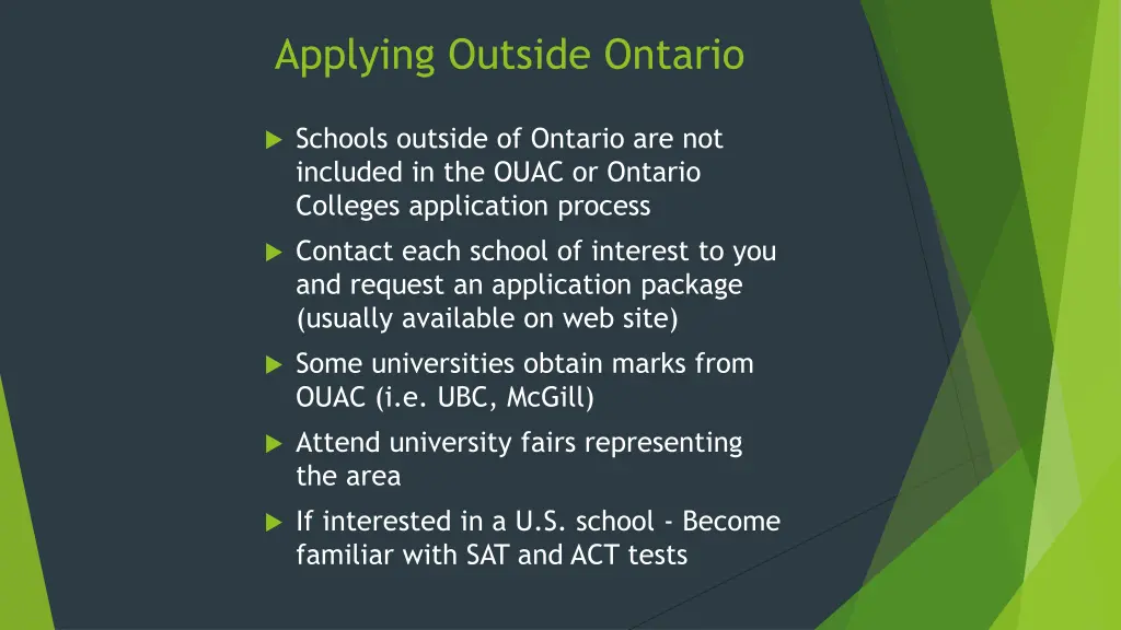 applying outside ontario