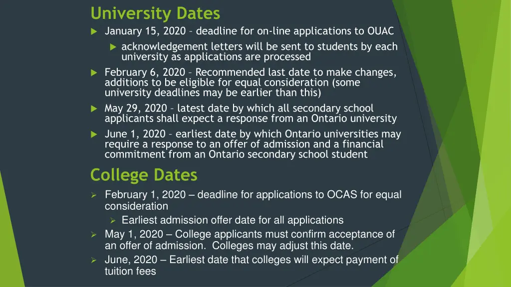 university dates january 15 2020 deadline