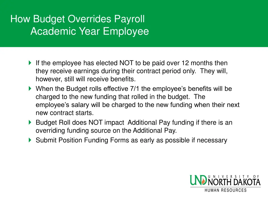 how budget overrides payroll academic year