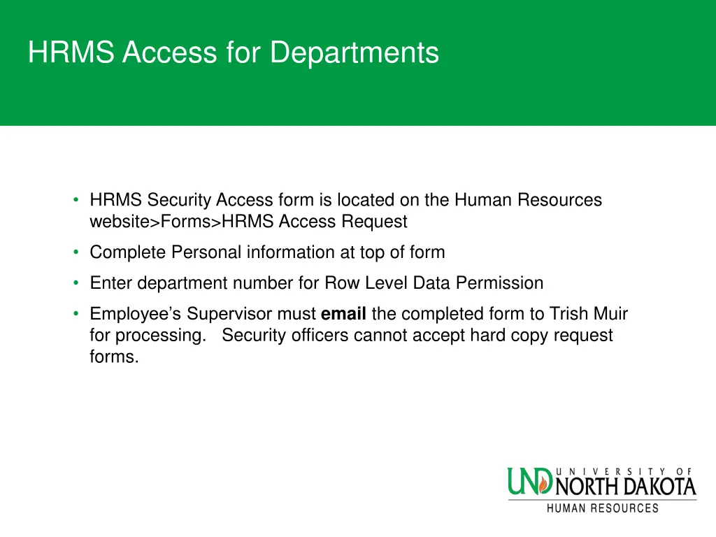 hrms access for departments