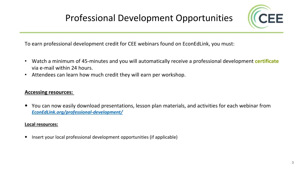 professional development opportunities