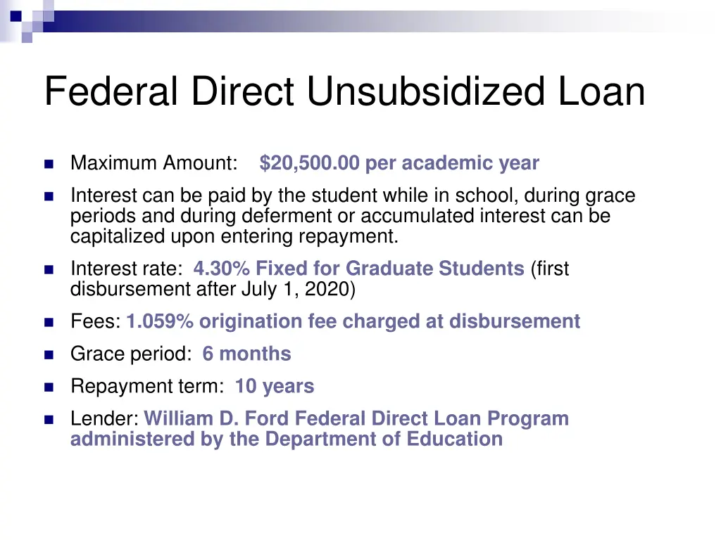 federal direct unsubsidized loan