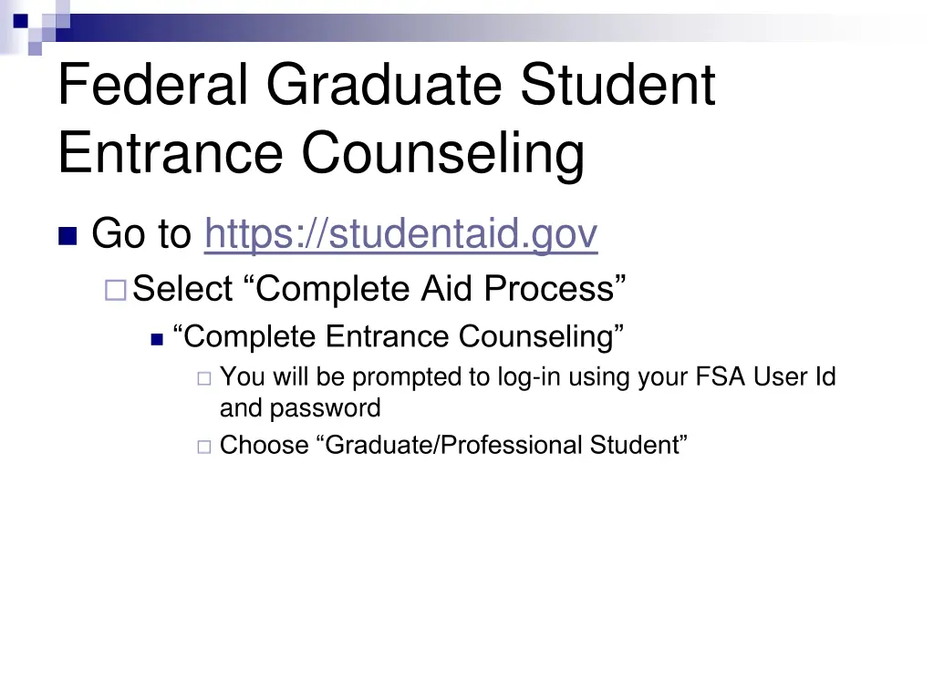 federal graduate student entrance counseling