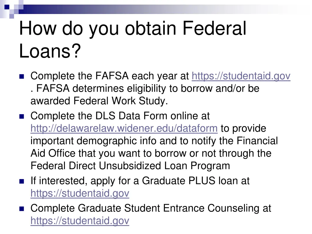 how do you obtain federal loans