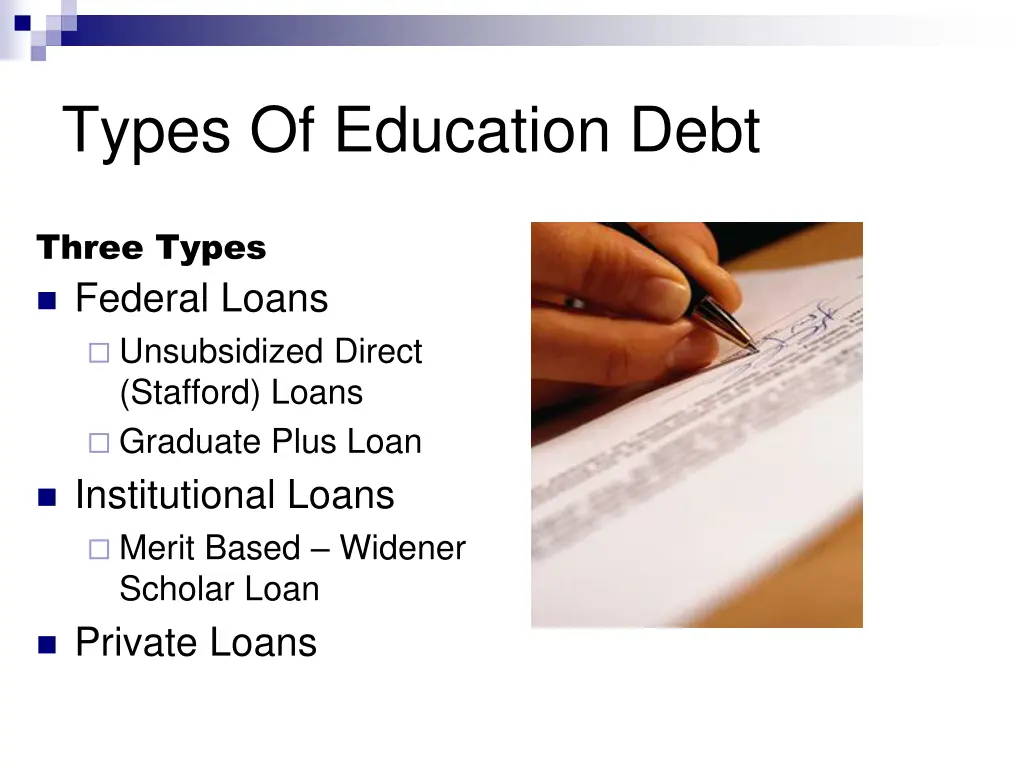 types of education debt