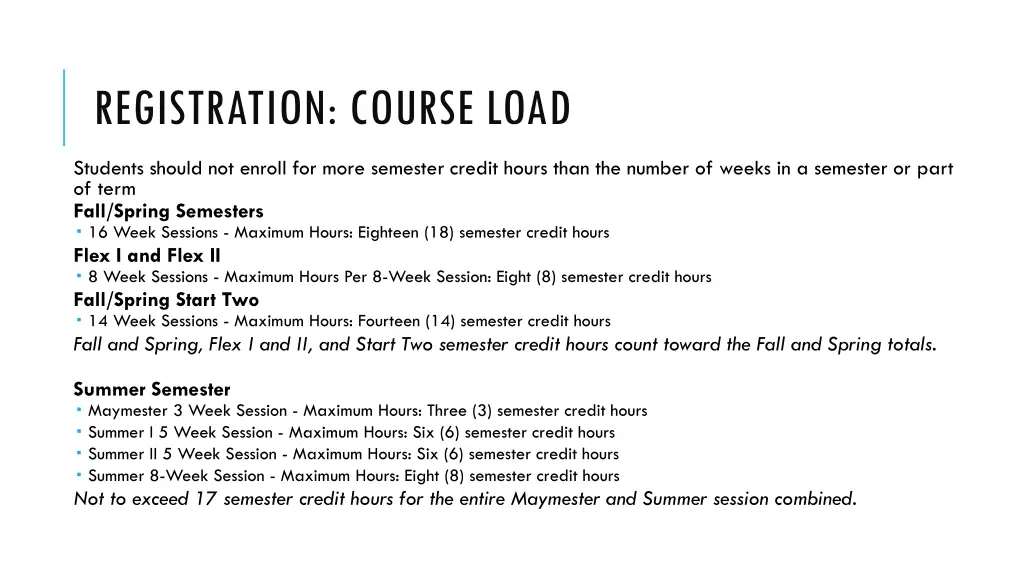 registration course load