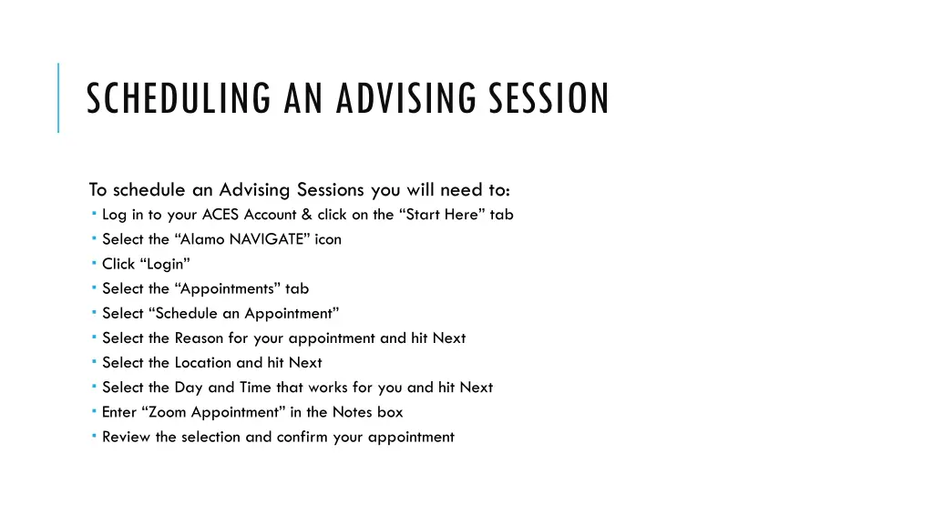 scheduling an advising session