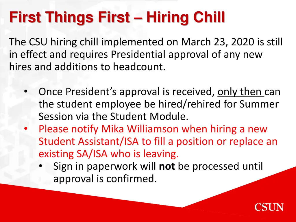 first things first hiring chill