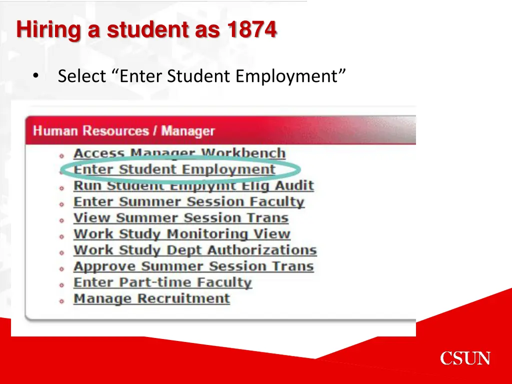 hiring a student as 1874