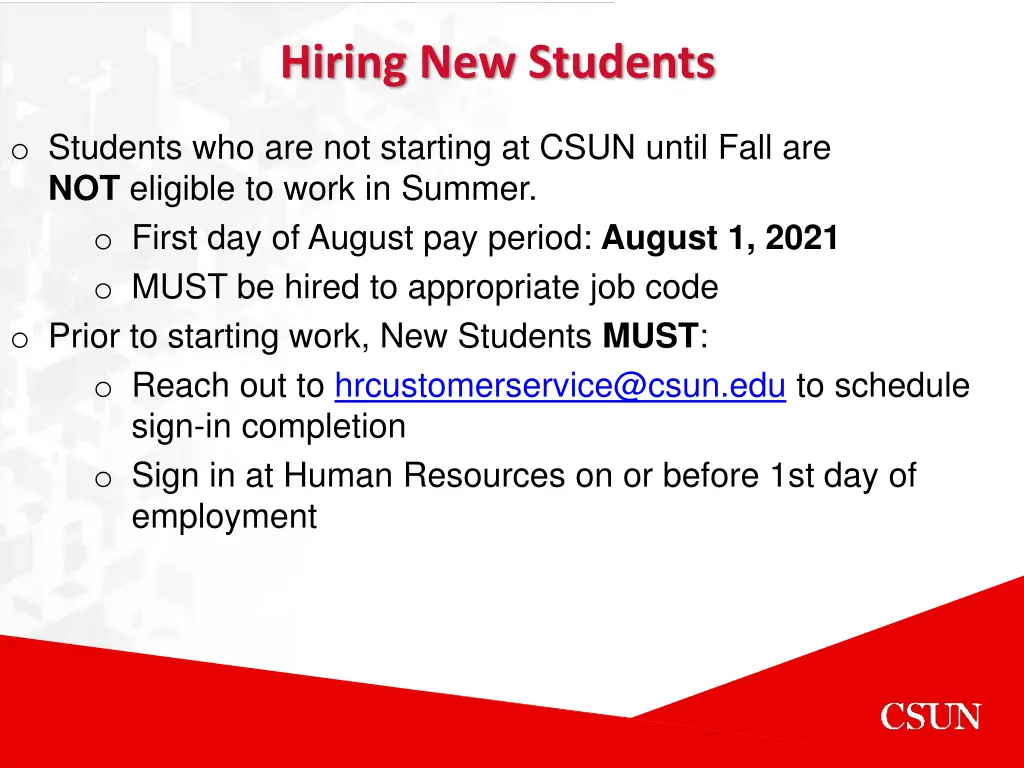 hiring new students