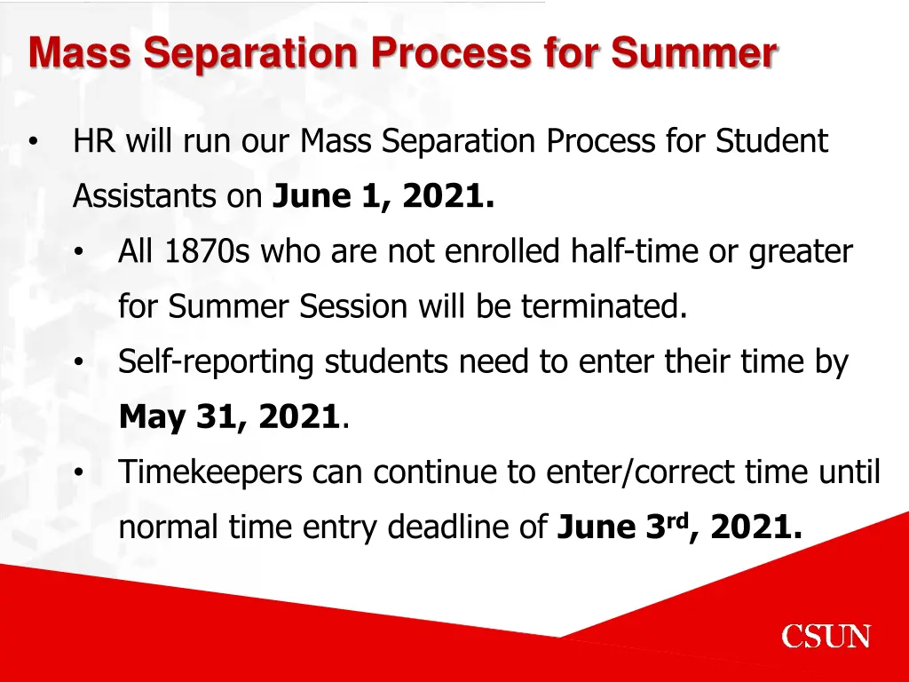 mass separation process for summer