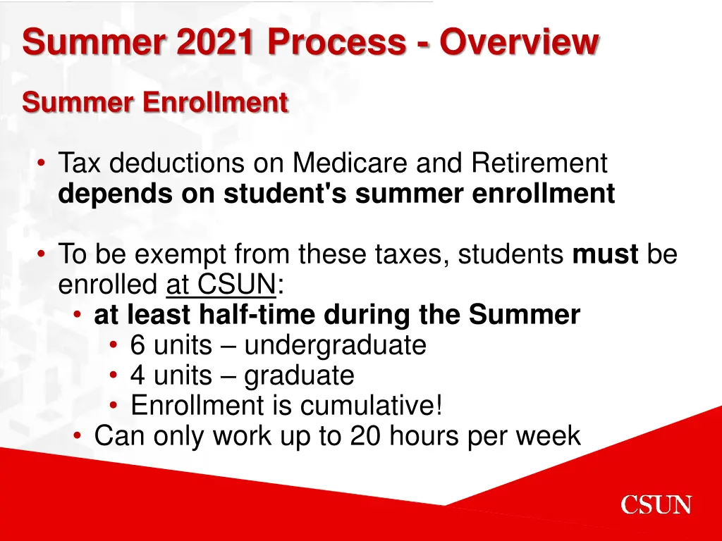 summer 2021 process overview