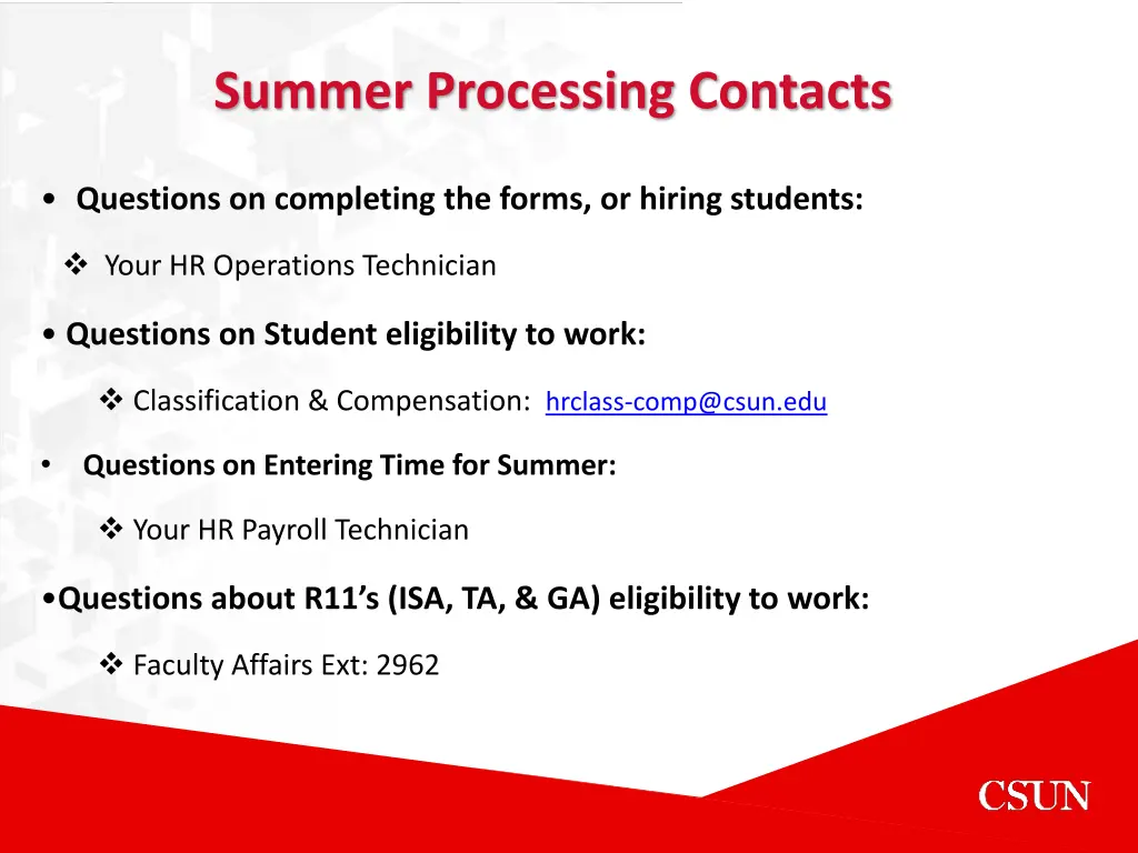 summer processing contacts