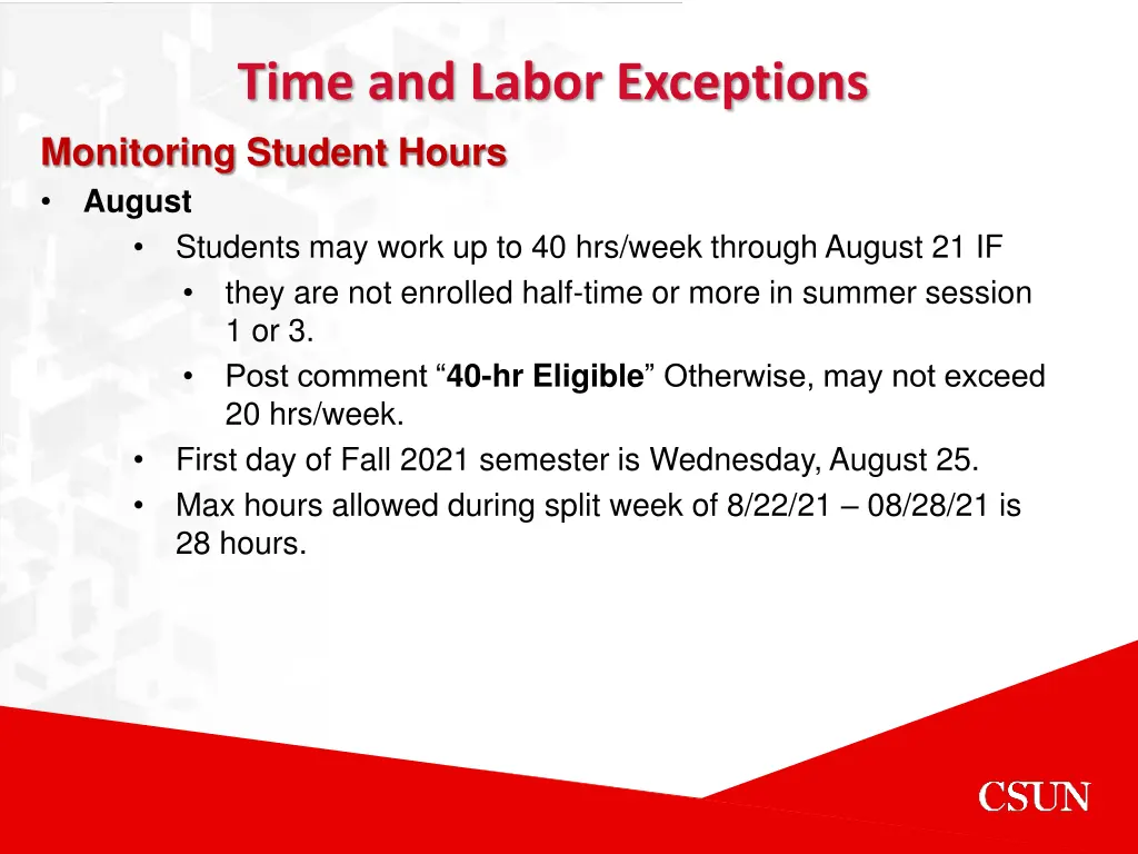 time and labor exceptions monitoring student 1