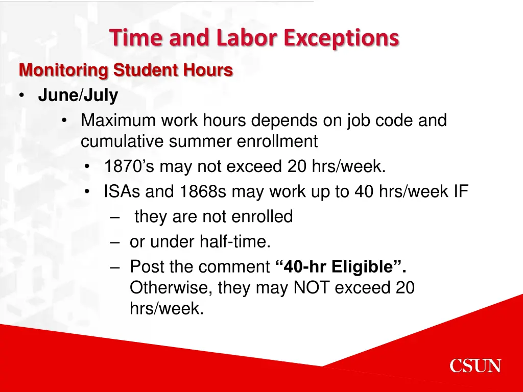 time and labor exceptions monitoring student