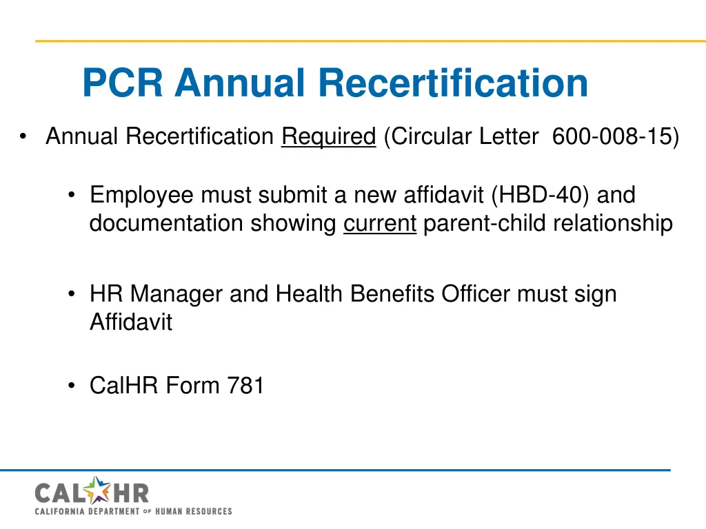 pcr annual recertification