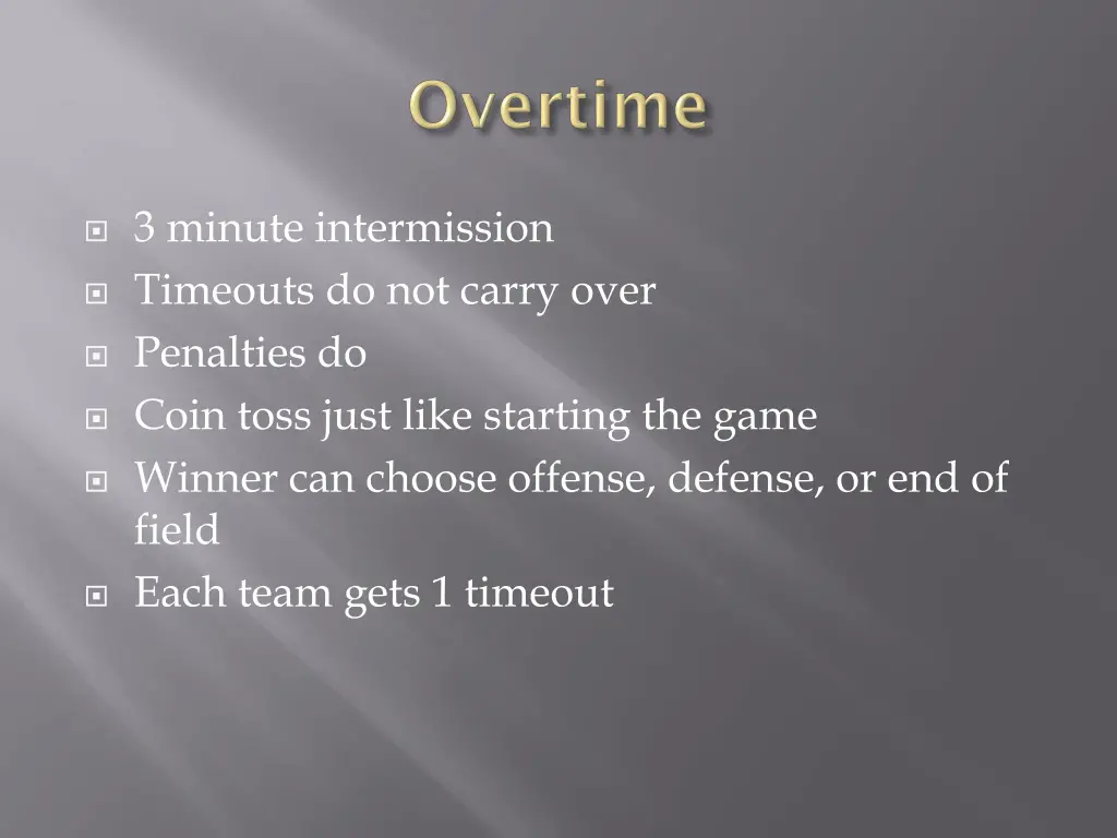 3 minute intermission timeouts do not carry over