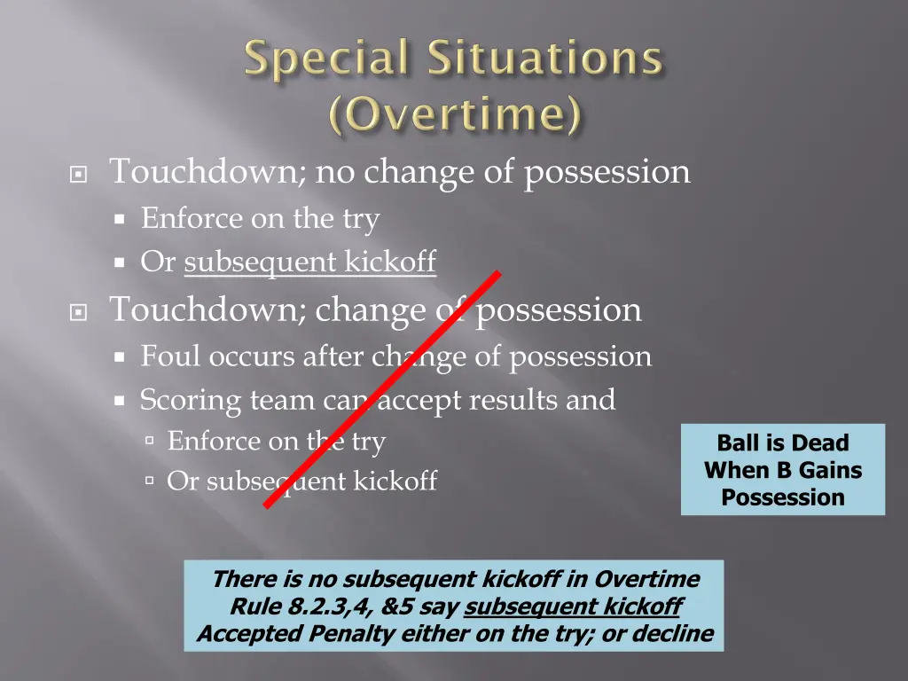 touchdown no change of possession enforce 1