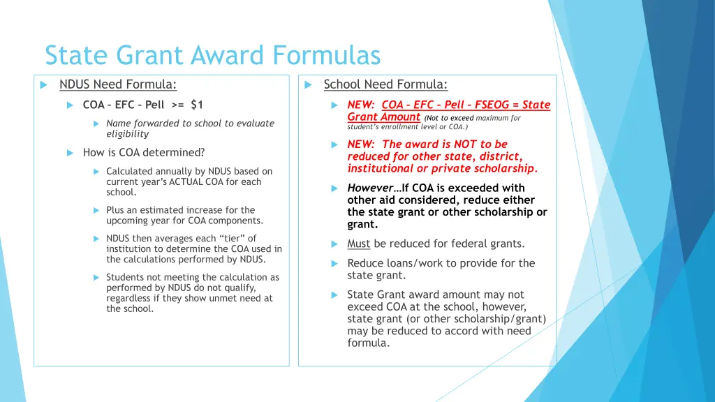 state grant award formulas