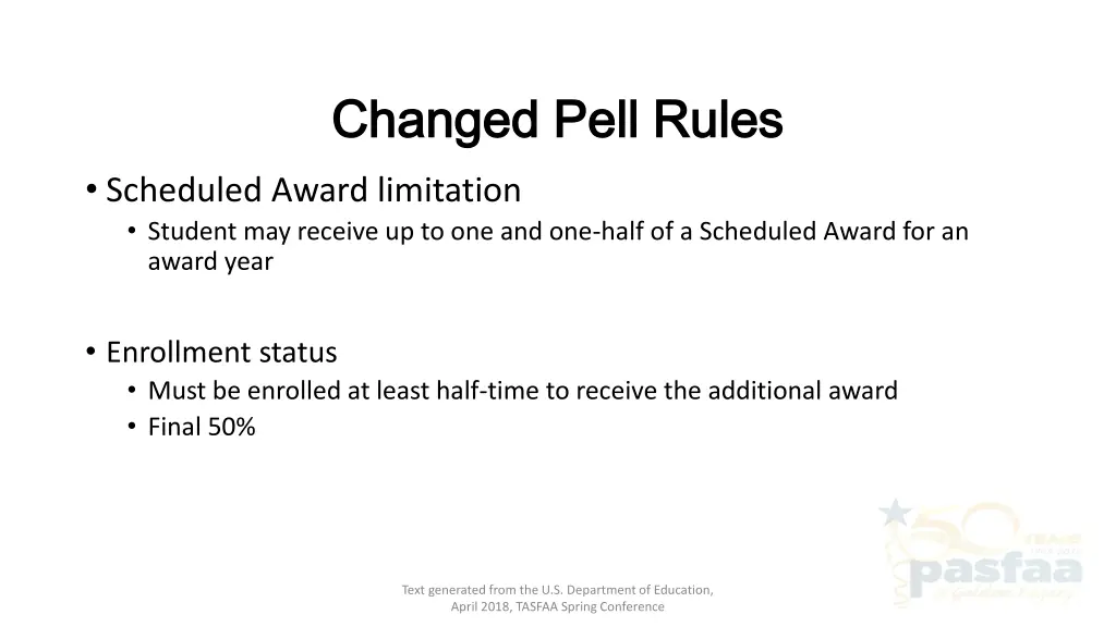 changed pell rules changed pell rules