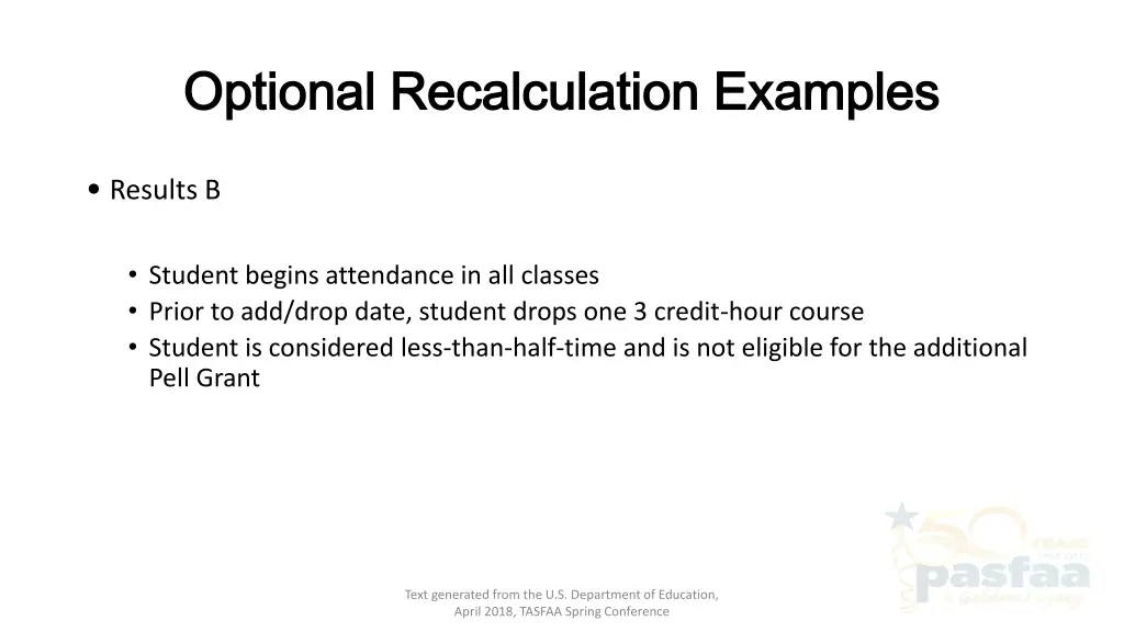 optional recalculation examples optional 1