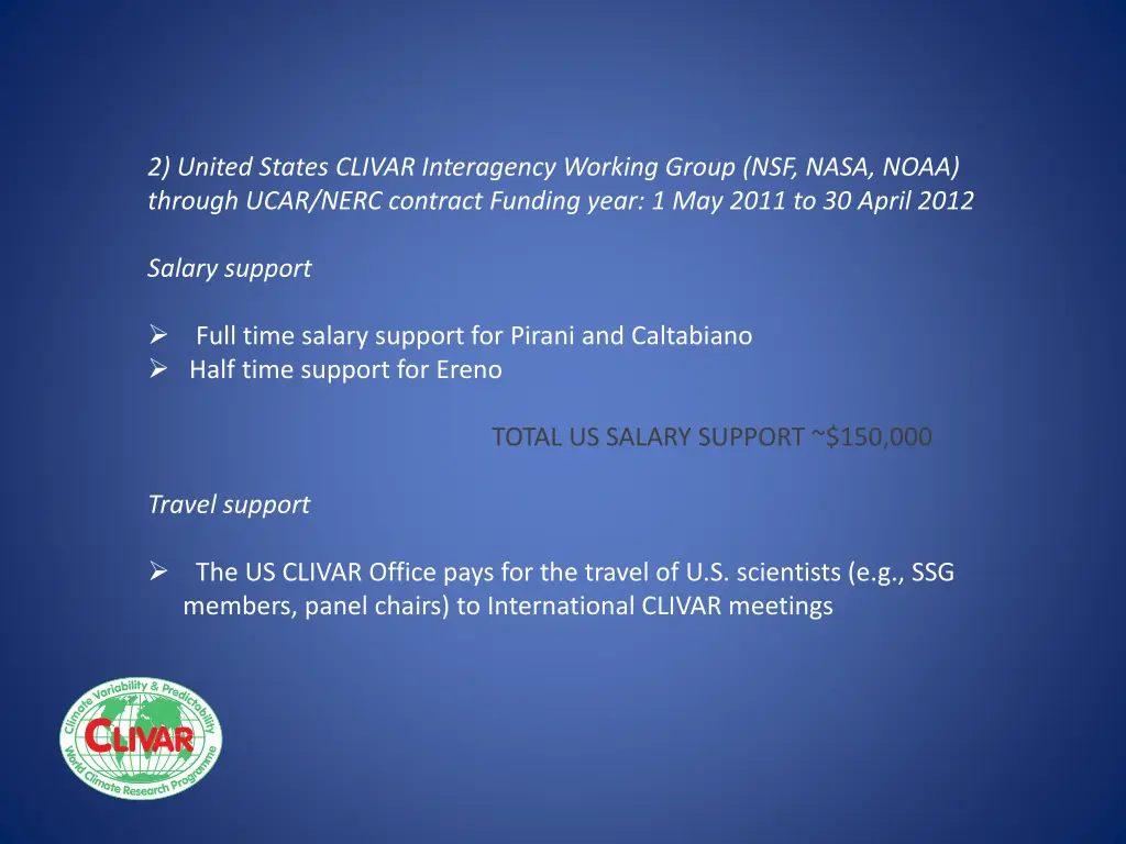 2 united states clivar interagency working group