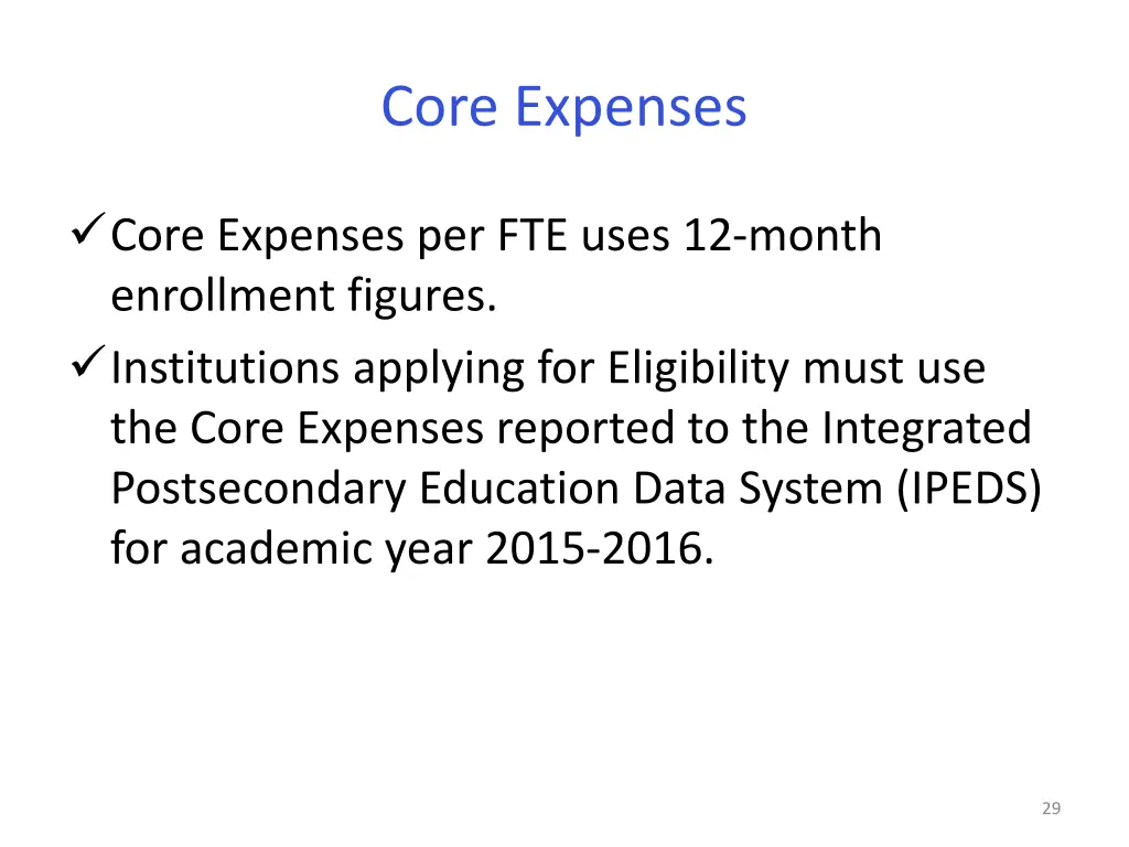 core expenses 1