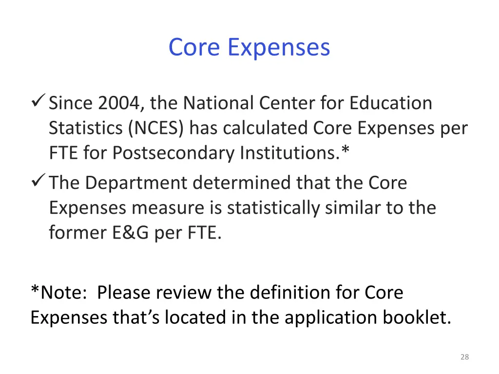 core expenses