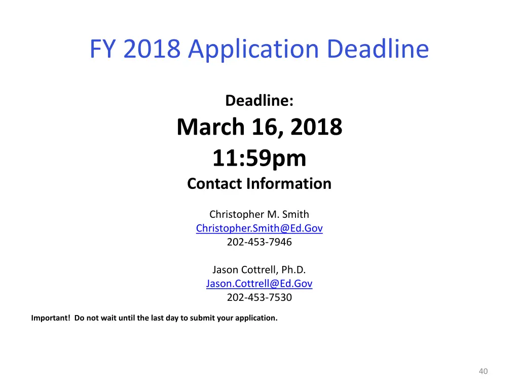 fy 2018 application deadline