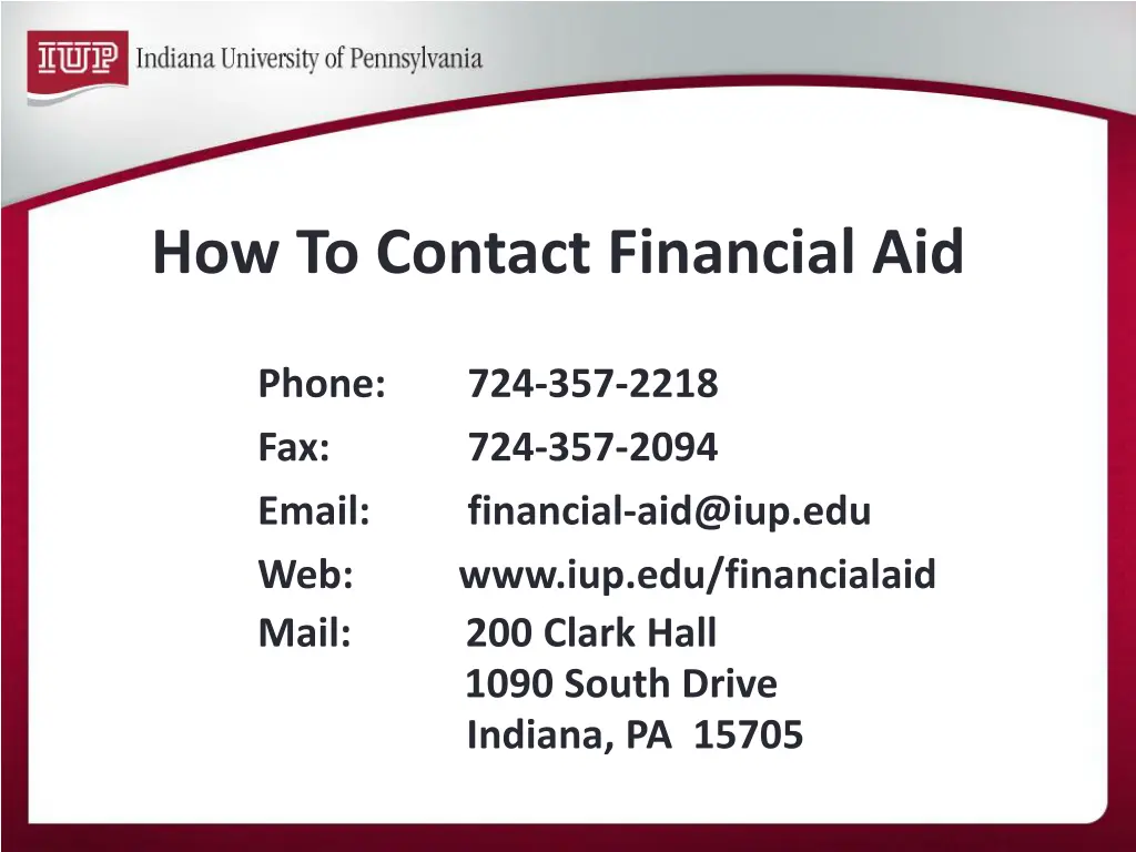 how to contact financial aid