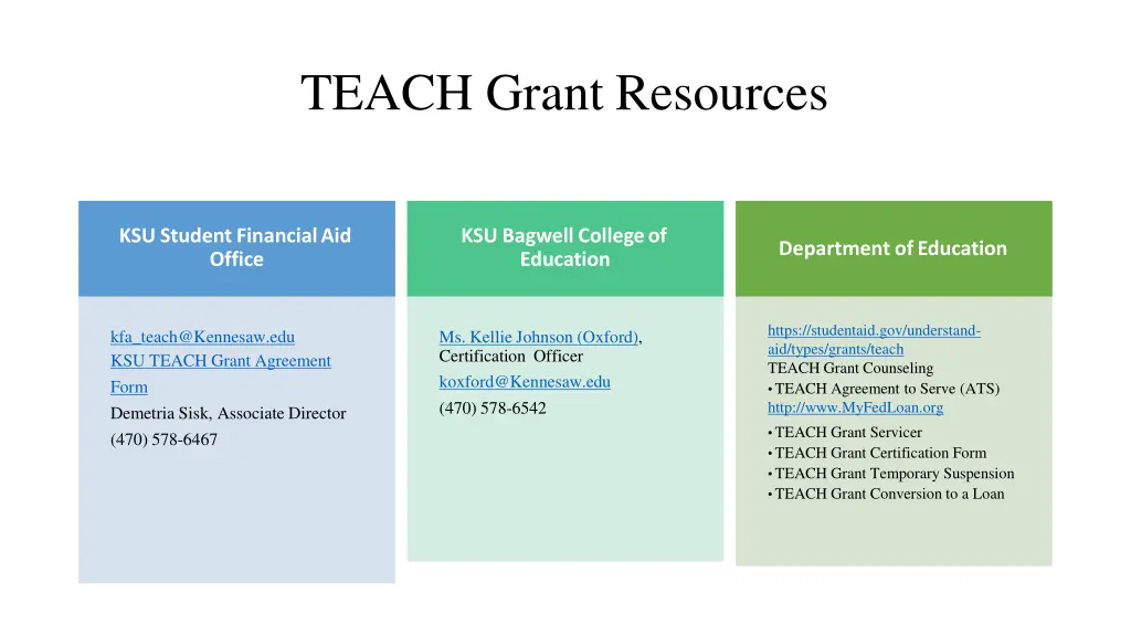 teach grant resources