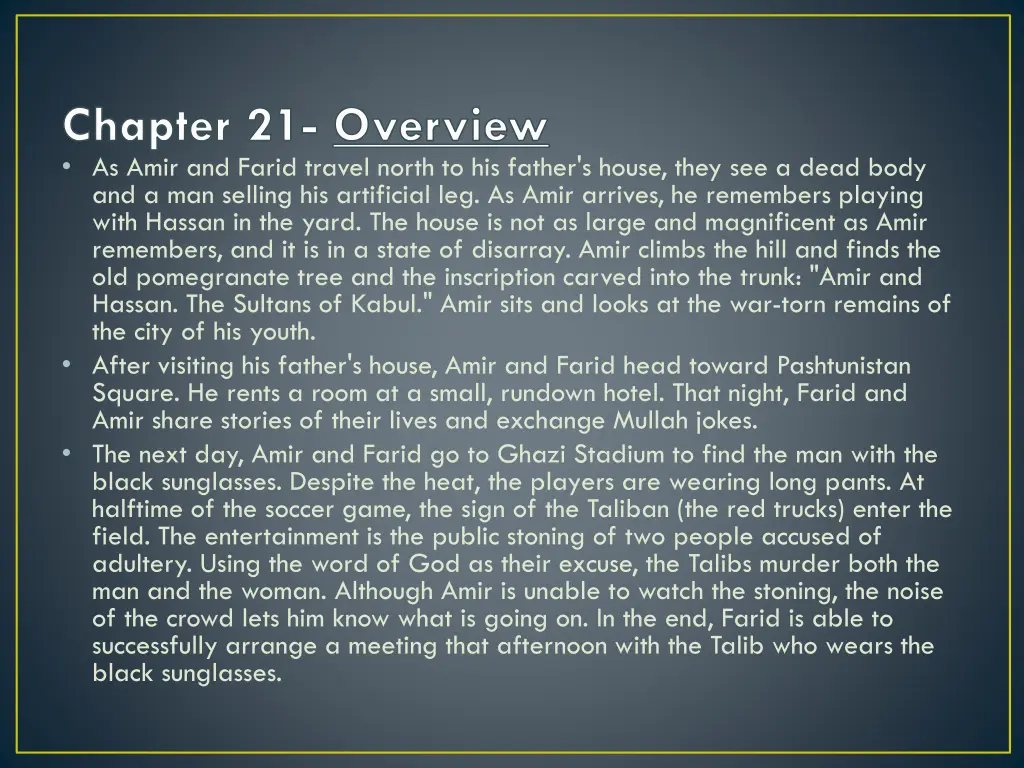 chapter 21 overview as amir and farid travel