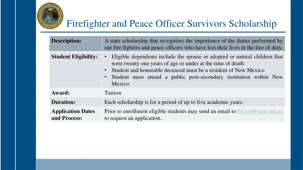 firefighter and peace officer survivors