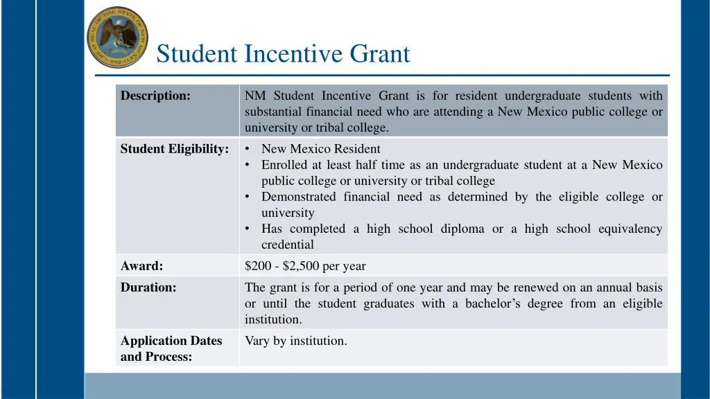 student incentive grant