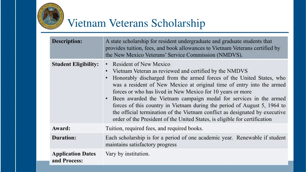 vietnam veterans scholarship