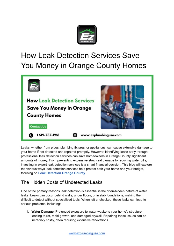 how leak detection services save you money