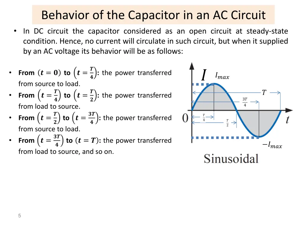 behavior of the capacitor in an ac circuit