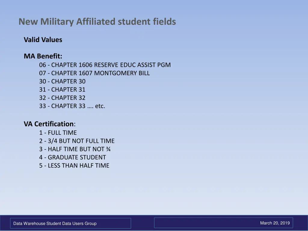 new military affiliated student fields 1