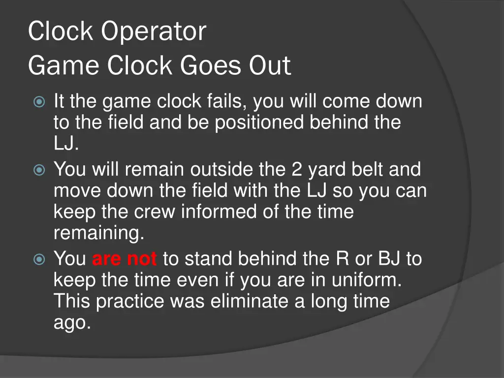 clock operator game clock goes out