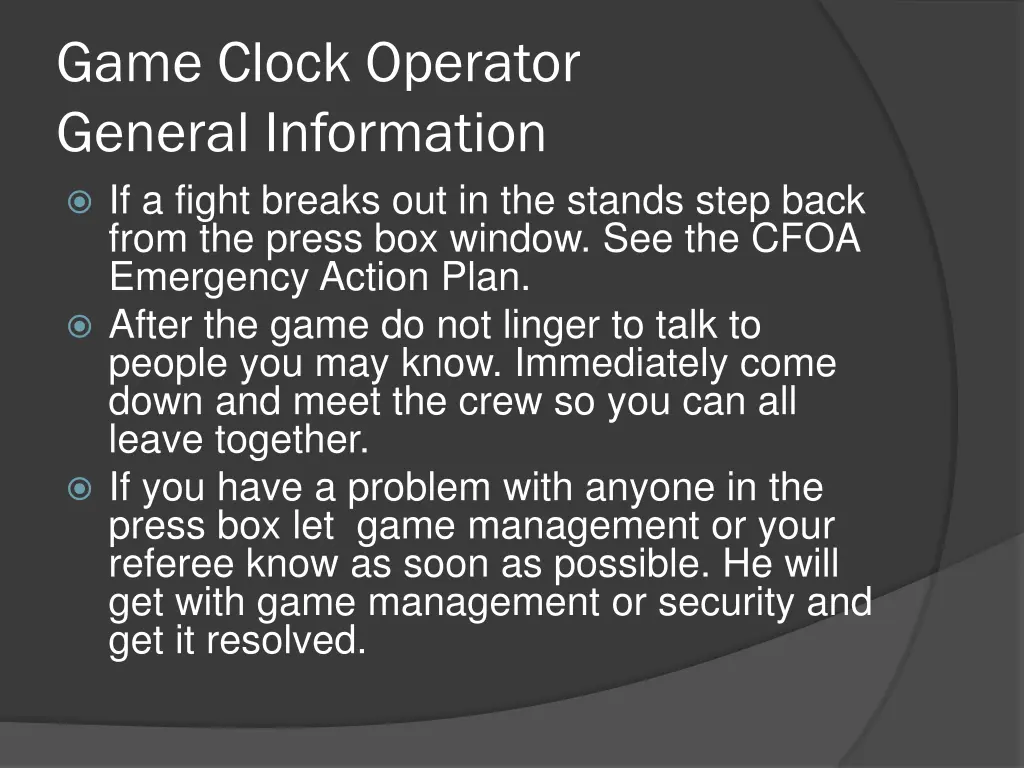 game clock operator general information