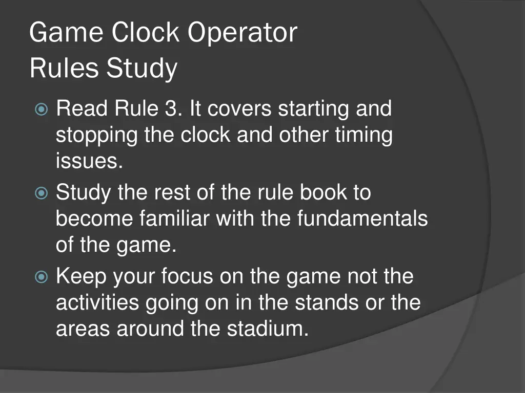 game clock operator rules study