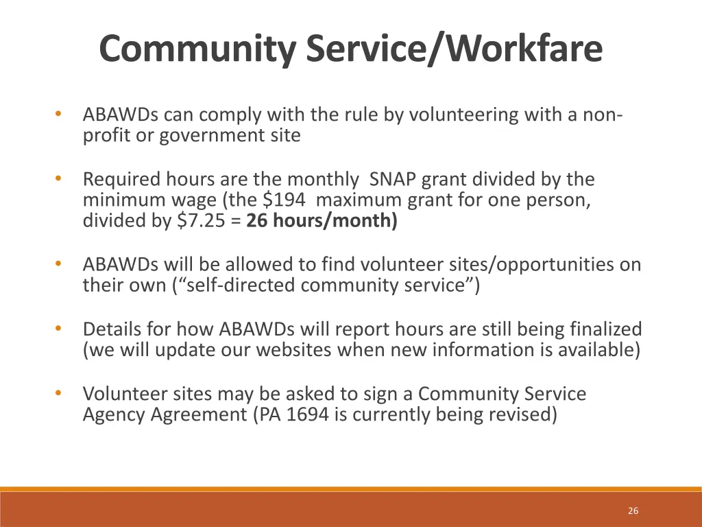 community service workfare