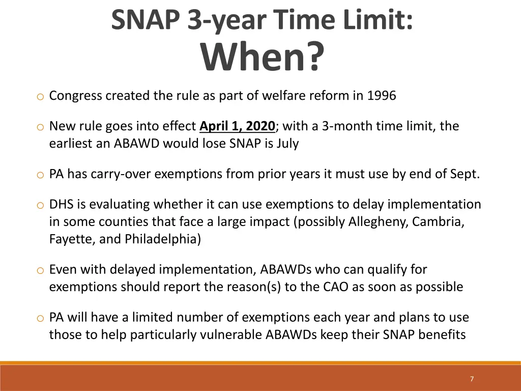 snap 3 year time limit when o congress created