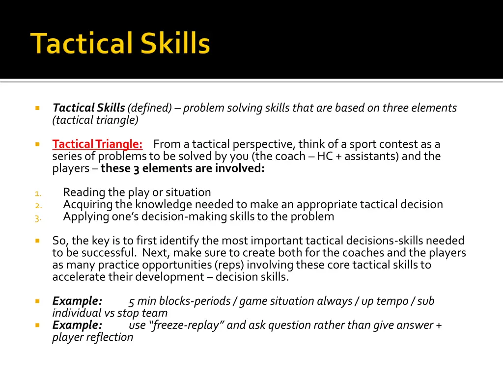 tactical skills defined problem solving skills