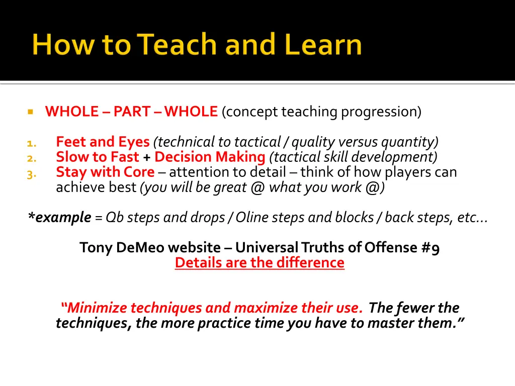 whole part whole concept teaching progression