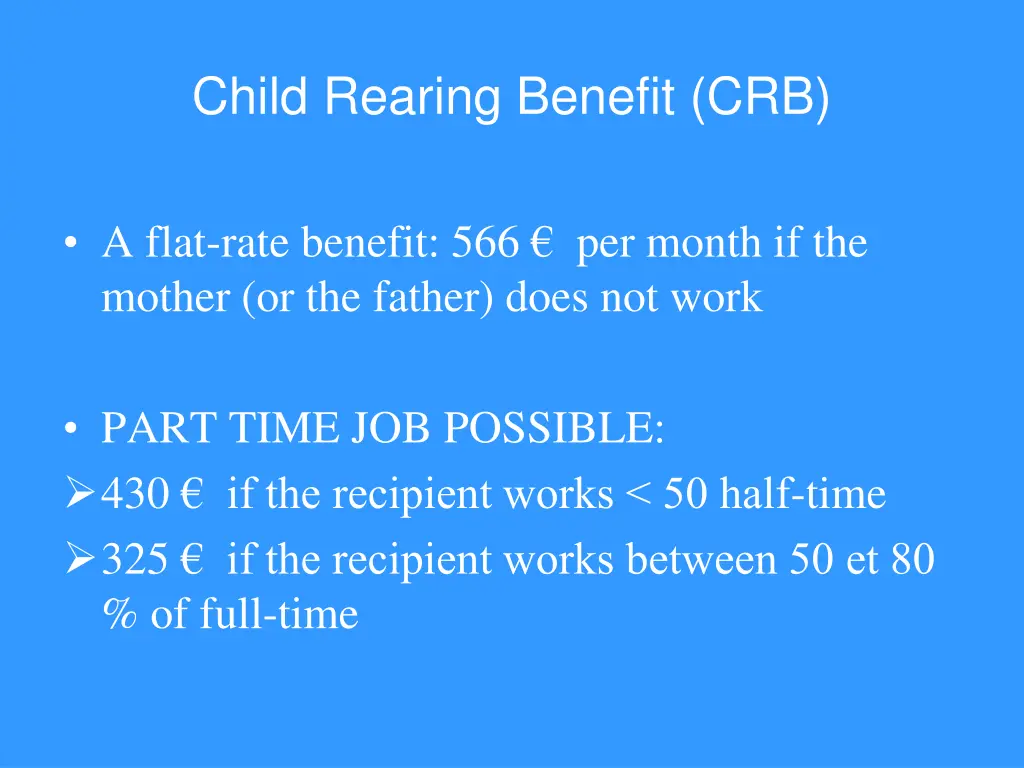 child rearing benefit crb